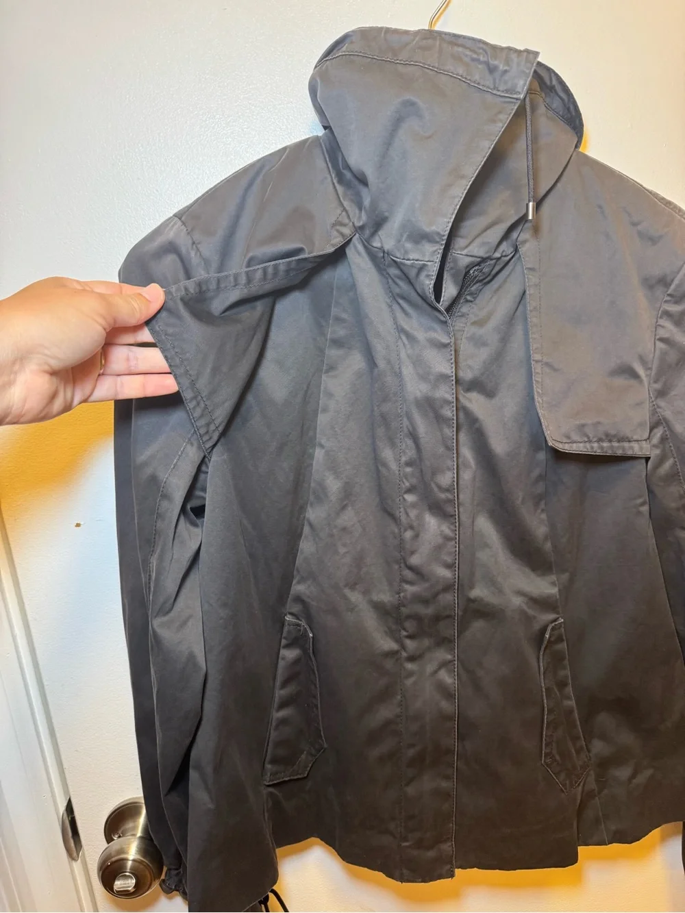 Women’s Cole Haan Dark Brown Purple Hooded Water Resistant Utility Jacket